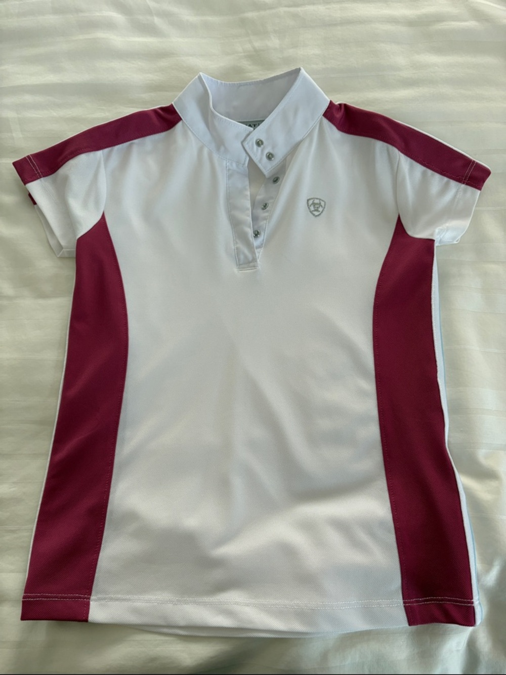 Ariat Girls' White & Burgundy Short Sleeve Polo